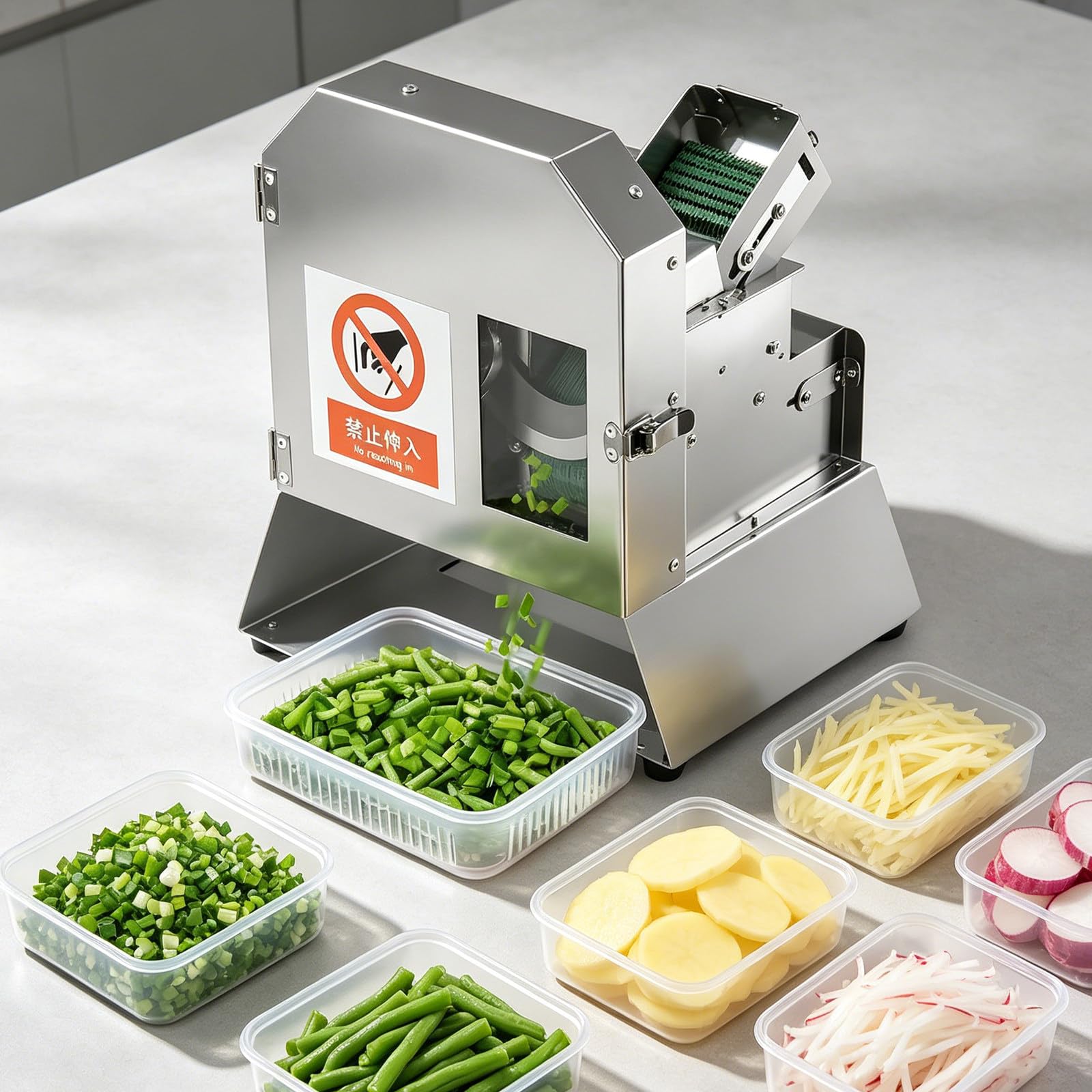 Rallador de verduras electrico comercial de 181 kg/h con grosor regulable para patatas