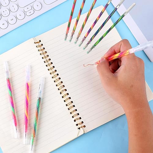 Miniatura 4 de 6 bolígrafos de gel arcoíris, bolígrafos de tinta de gel mágico con 6 recambios de resaltador, bolígrafos de colores arcoíris mixtos para escribir,