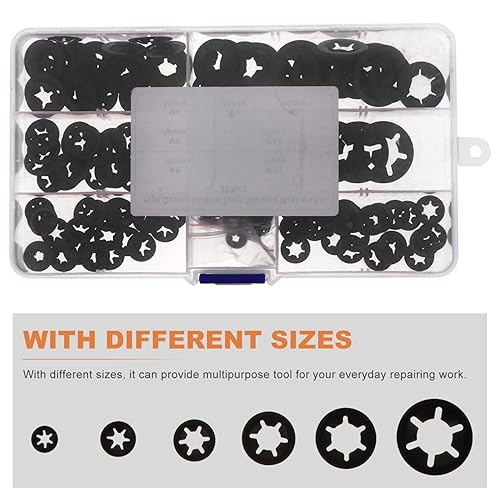 Vista 4 de Baluue 2 juegos de 260 tuercas de empuje estrella de diente interno, arandelas de bloqueo de velocidad rápida, arandelas de bloqueo a presión, clips