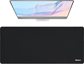 RAINYEAR Tapis de Souris de 900L x 400W mm avec Base en Caoutchouc antidérapante, optimisé pour Les capteurs de Jeu, Friction de Surface modérée, Accessoires de Jeu pour Mac et PC, Noir