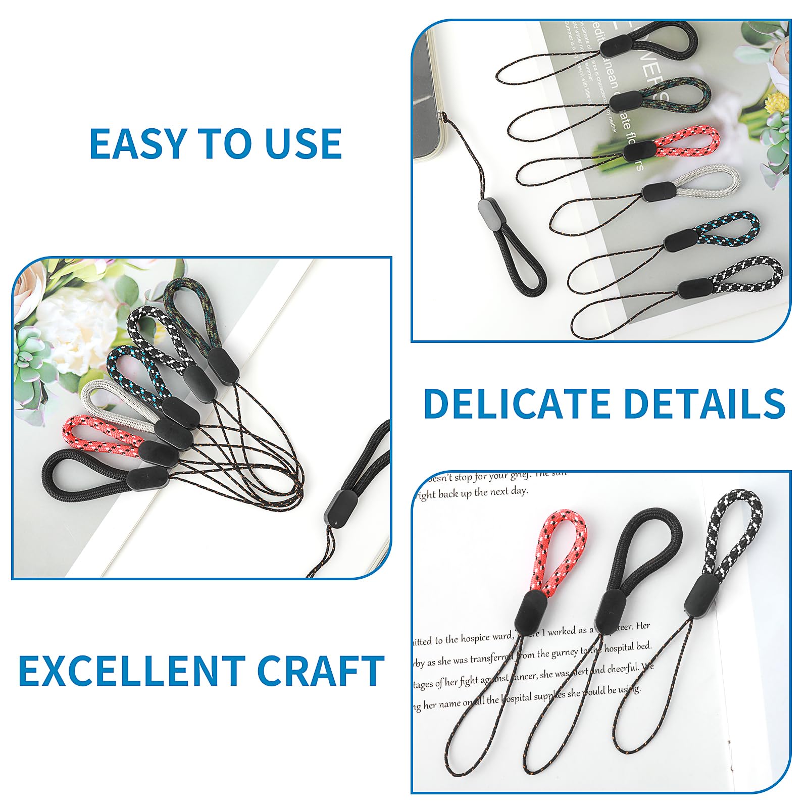 Mabor 12 Stück Schlüsselband Kurz, Schlaufen Lanyard Kamera Kette Schlüsselanhänger Schlaufe Handyband Kurz Handschlaufe Finger Nylon Handschlaufe für Schlüssel Lanyard Brieftasche Handy | Tragbares, kurzes Umhängeband, farbige Fingerriemen für Handyhülle