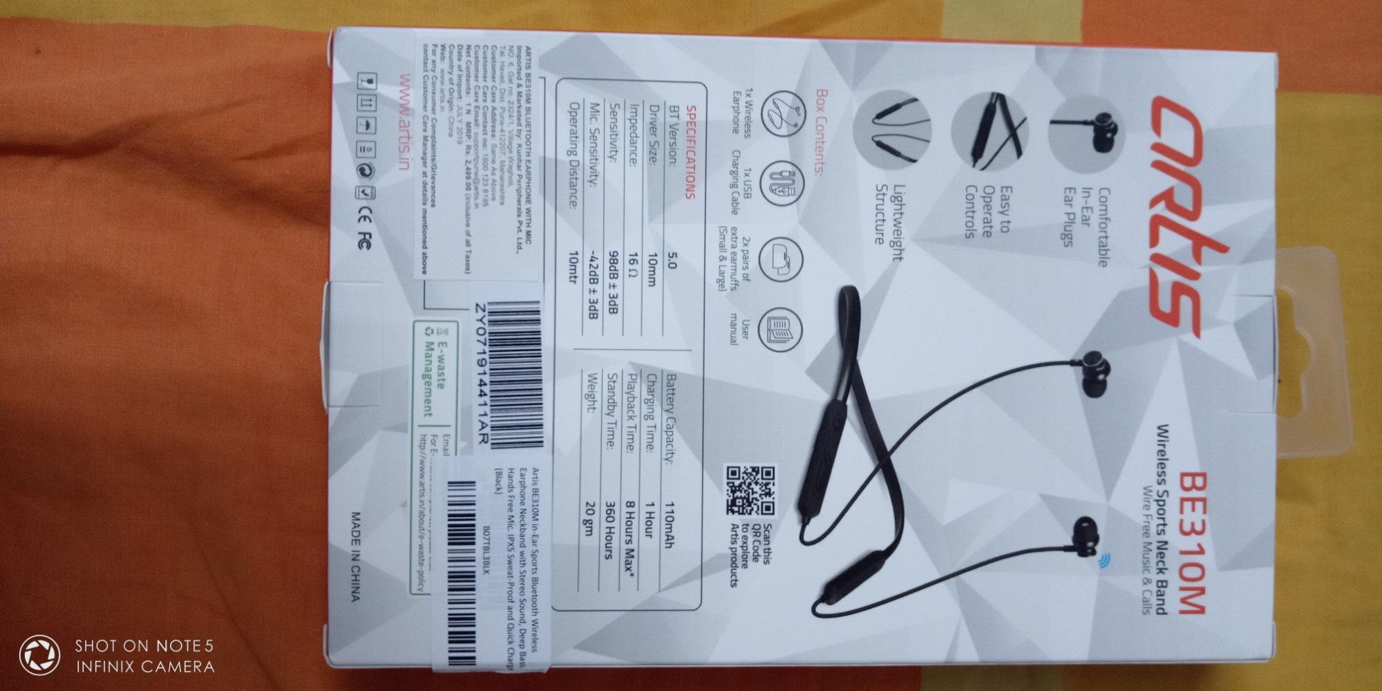 Artis BE310M Bluetooth Wireless in Ear Earphones with Mic (Black) Amazon.in Electronics