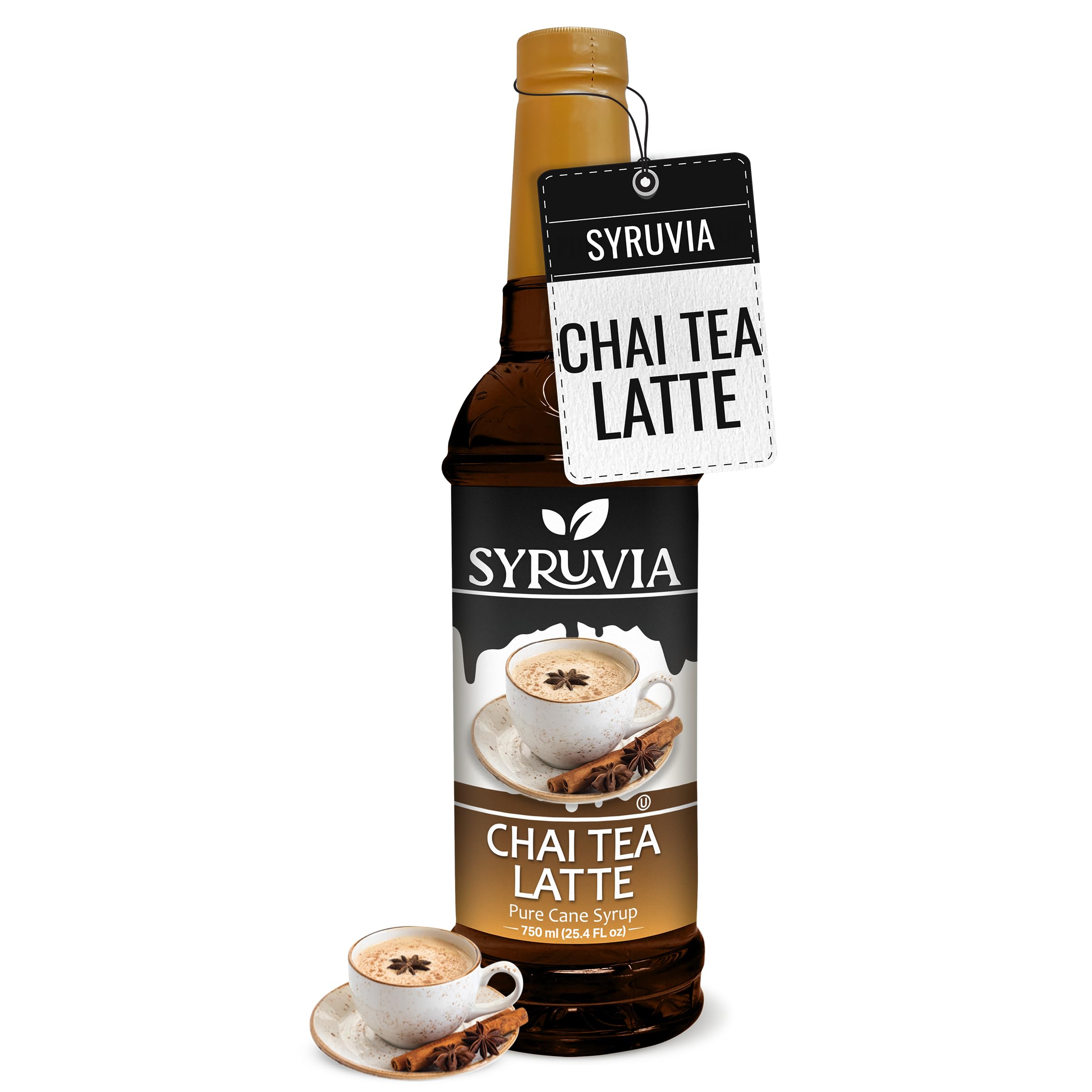 Syruvia Chai Tea Flavored Syrup for Coffee, Drinks, Lattes, and Desserts – 25.4 fl oz,