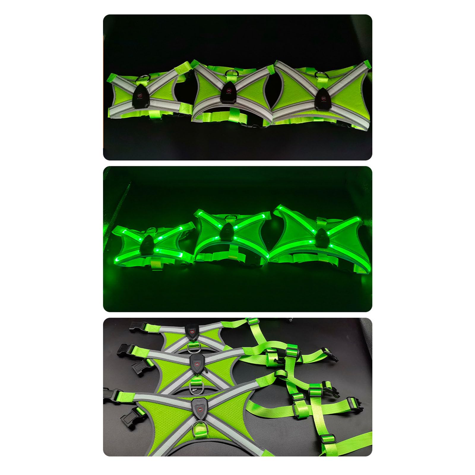 Imbracatura da addestramento per cani regolabile ricaricabile tramite USB con luce a LED per passeggiate, nuoto, escursionismo
