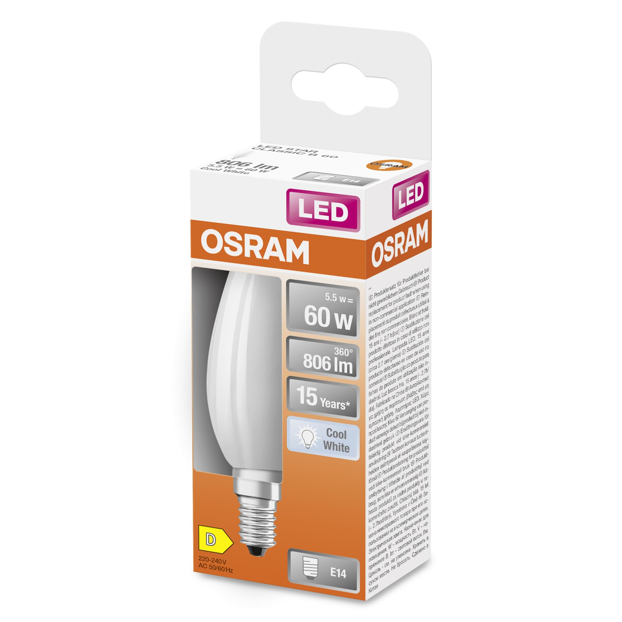 OSRAM LED Star Classic en forma clásica de mini vela, luz blanca, luz | , LED Lamps, 35.00 Millimetres dia, , Paquete de 6