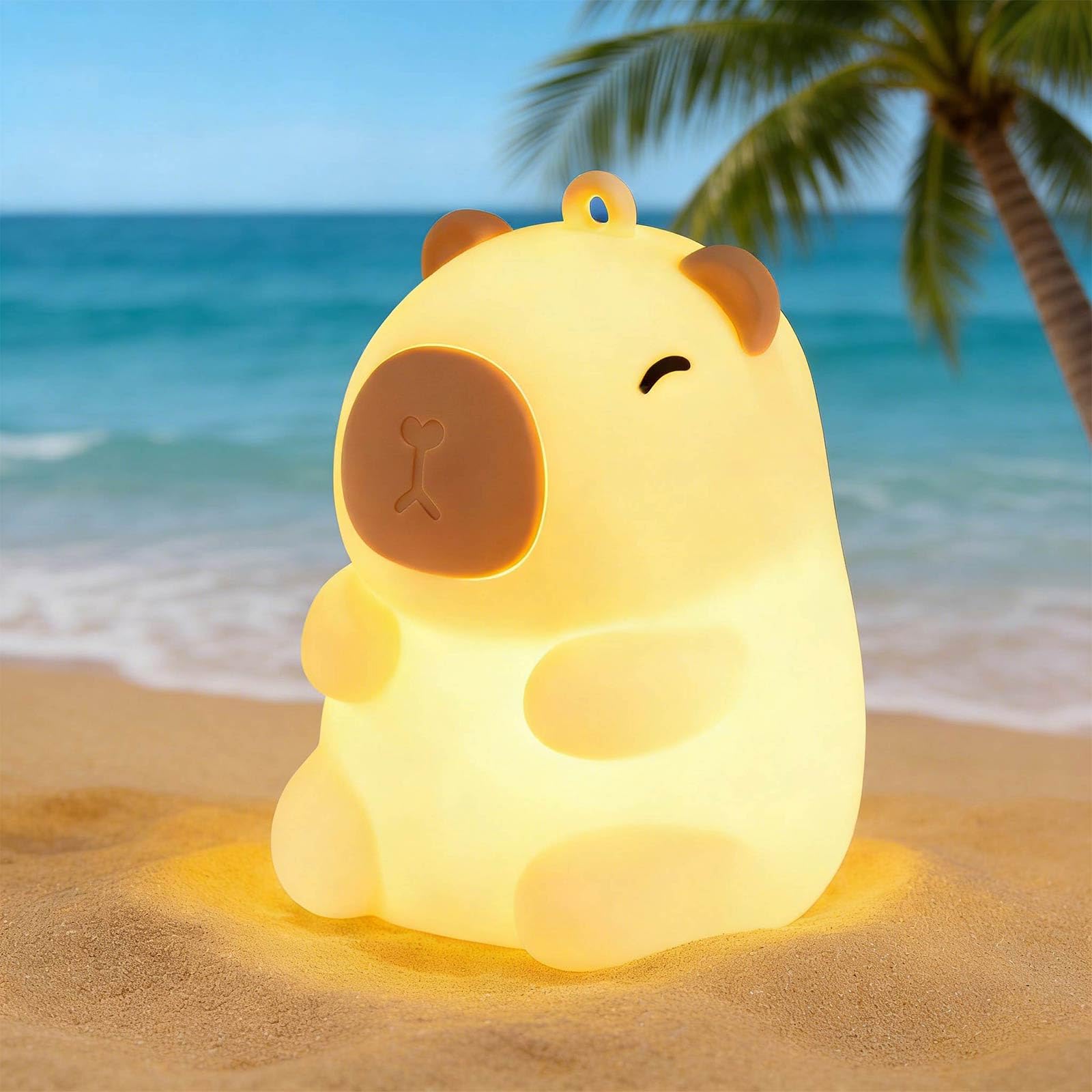 Squishy Christmas Capybara Night Light with RGB Modes Dimmable Nursery Breastfeeding Nightlight Hangable Cute Novelty Animal Lamp Rechargeable