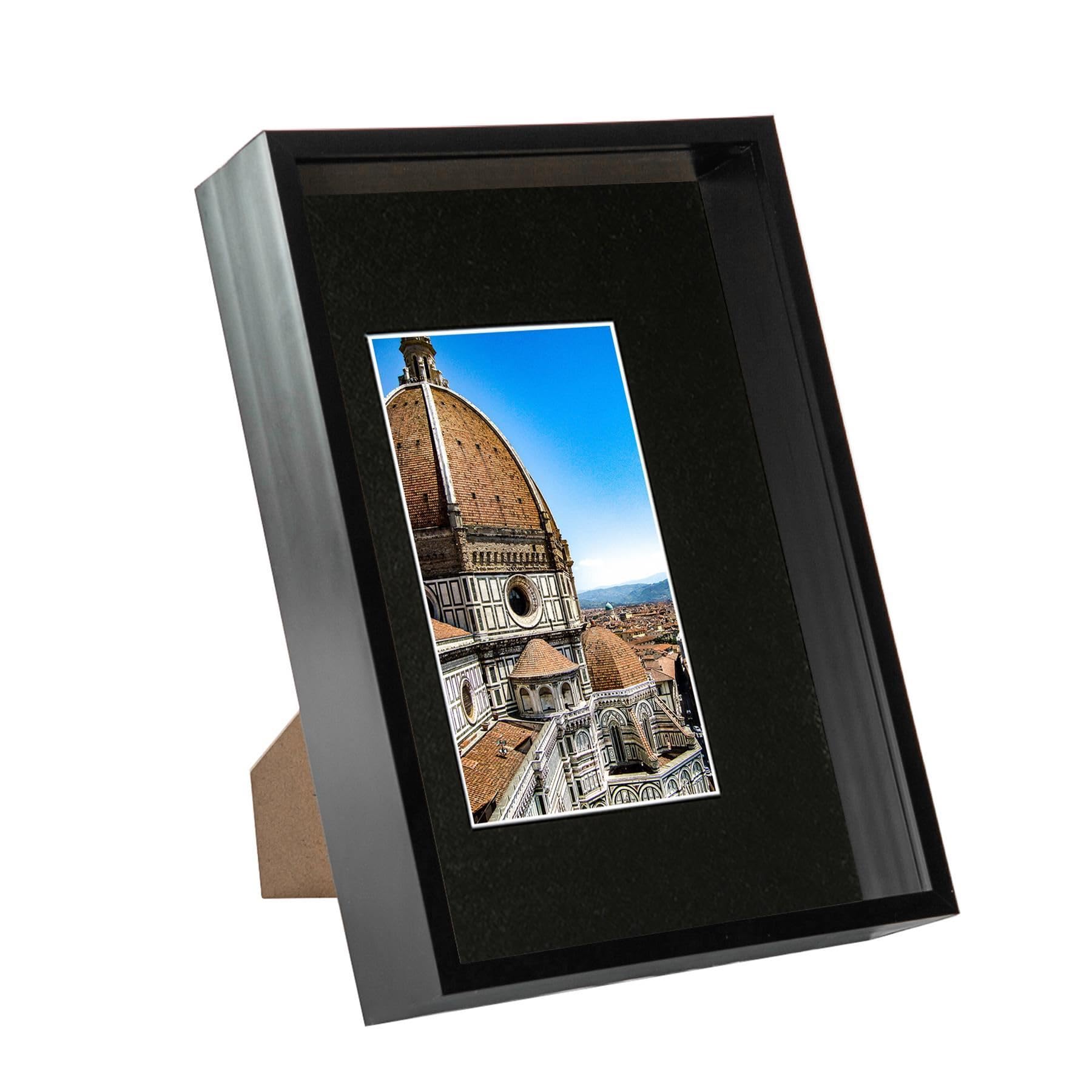Nicola Spring 3D Deep Box Frame - Black - A4 (8" x 12") with A5 Mount