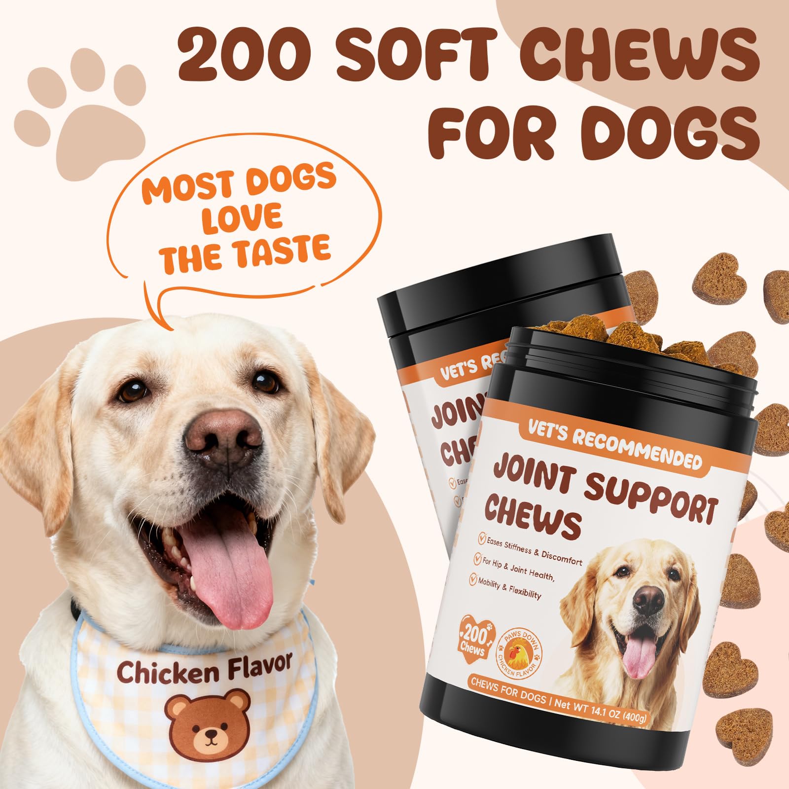 Glucosamine for Dogs Hip and Joint Supplement 200 PCS Glucosamine Chondroitin MSM for Dogs Hip & Joint Pain Relief Mobility Support for All Small Medium Large Breeds Chicken Flavor - image 6
