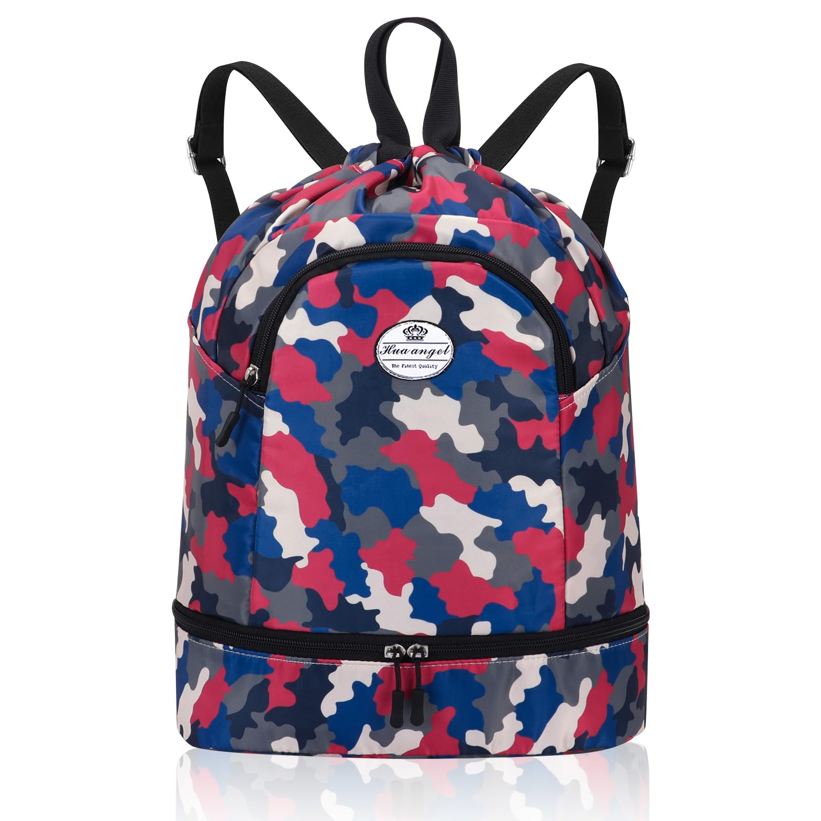HUA ANGEL Unisex Drawstring Backpack Sports Gym Bag Drawstring Bag Weekend Daypack with Shoe Compartment for Women Men Basketball Football Outdoor Fitness Yoga Swimming Beach