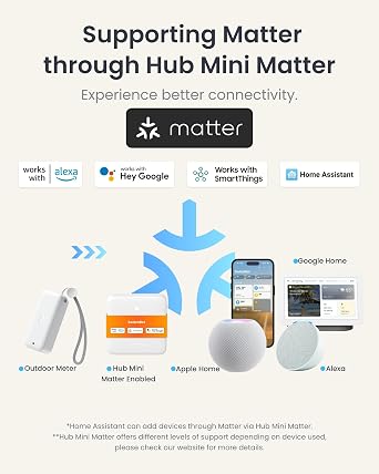 SwitchBot WiFi Thermometer Hygrometer 3Pack with Hub Mini Matter, IP65 Indoor Outdoor Thermometer Wireless, Humidity/Temperature/Dewpoint/VPD/Absolute Humidity, Works with AppleHome, Alexa, GoogleHome