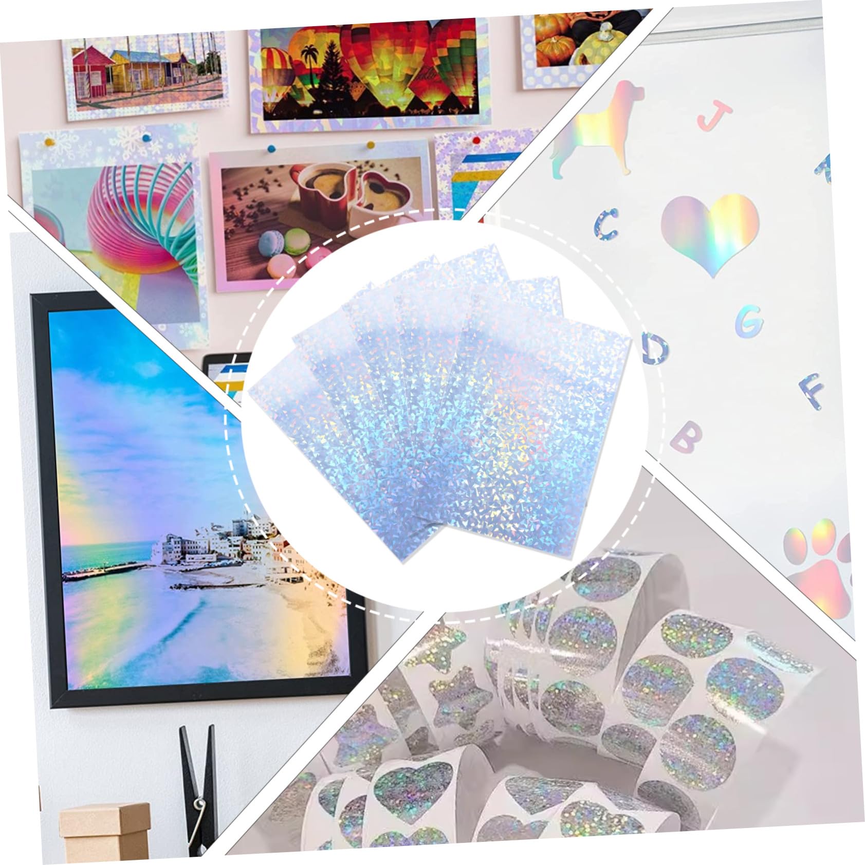 20 Blatt Holografisches Druckpapier Selbstklebend mit Diamantmuster Bedruckbar für Tintenstrahl Laserdrucker Holografische Etiketten Aufkleber für Maschinen und Büro Praktische