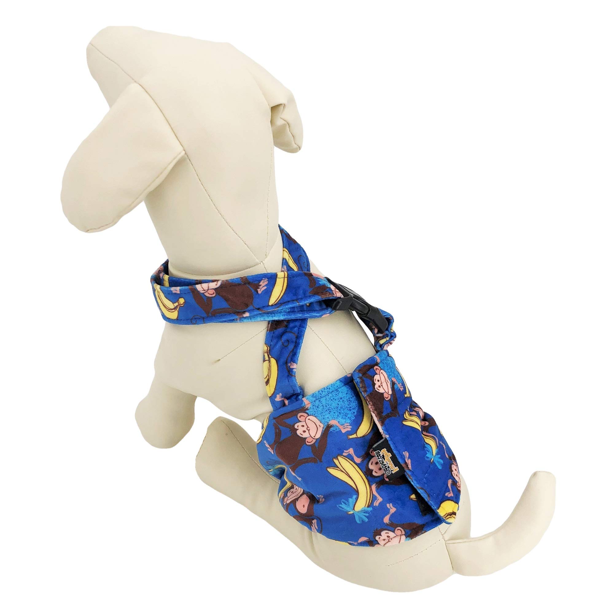 Hundewindel für männliche Jungen, Bauchband, wiederverwendbar, waschbar, mit Hosenträgern, weiches Fleece (Größe M: Taille 33 cm – 40,6 cm, blauer Affe)