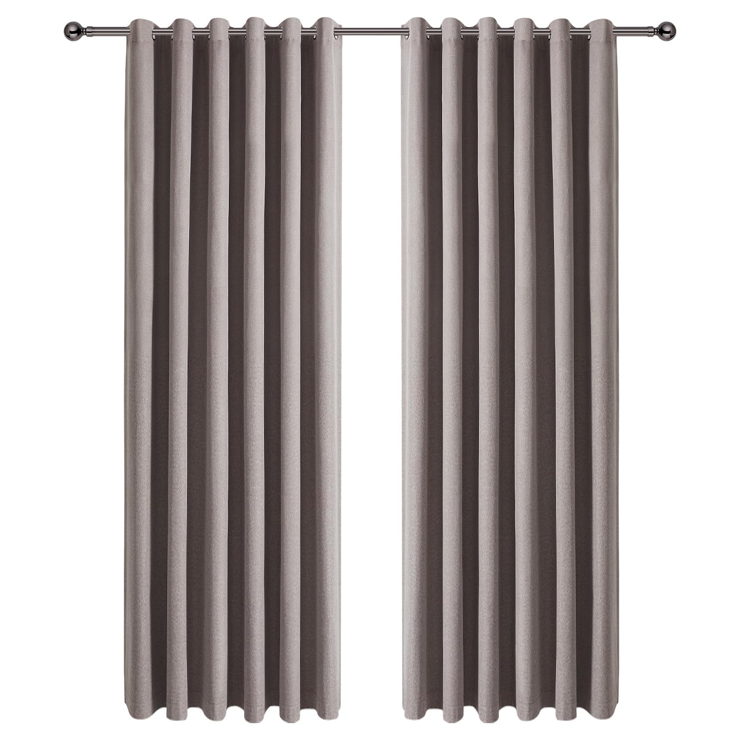 Imperial Rooms 100% Blackout Curtains for Living Room 66x90 Inch Eyelet Curtains for Bedroom Privacy Protection Linen Curtains Mocha 2 Panels with Tiebacks
