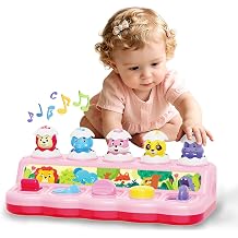 FS Cause and Effect Pop Up Toy for 1 Year Old Girl - Montessori Fine Motor Skills Toys for Babies 9-12-18 Months, Interactive Early Learning Toys for Toddler with Quiet Mode, First Birthday Gifts