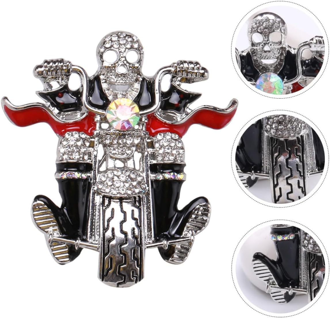 Operitacx Halloween Brooch Skull Motorcycle Alloy Breastpin Silver Halloween Clothes Decor Pin for Backpacks Party Ornament
