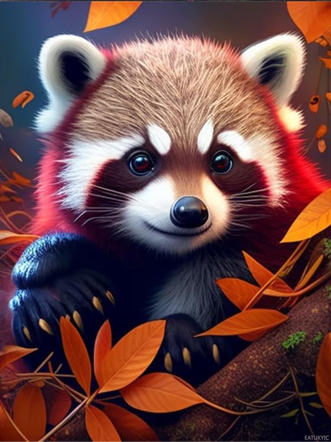 EATUKYIC Forest Cute Red Panda Diamond Painting Kits, Diamond Painting with Accessories Beginner 5D Round Diamond Cross Stitch Crafts for Room Decor, Family Interaction Christmas Gift 12x16inch