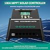 Controlador de Carga Solar - Regulador de Batería Solar MPPT 100A con Pantalla LCD, 7 Modos 12/24/36/48V Inteligente con Puerto de Carga USB Doble para Plomo-Ácido/Litio 5
