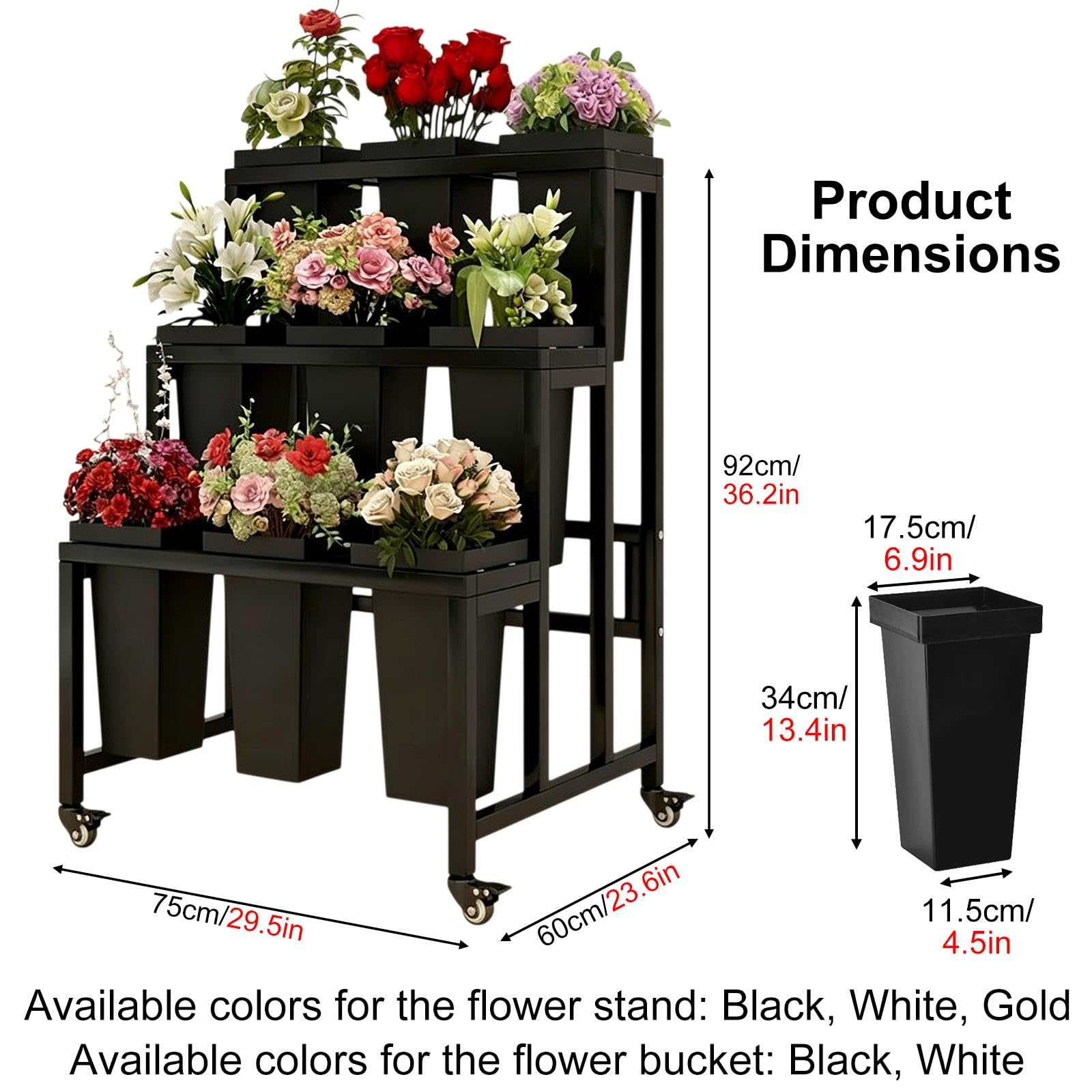 Tiered Mobile Stand for Floral Arrangements, Portable Display Trolley