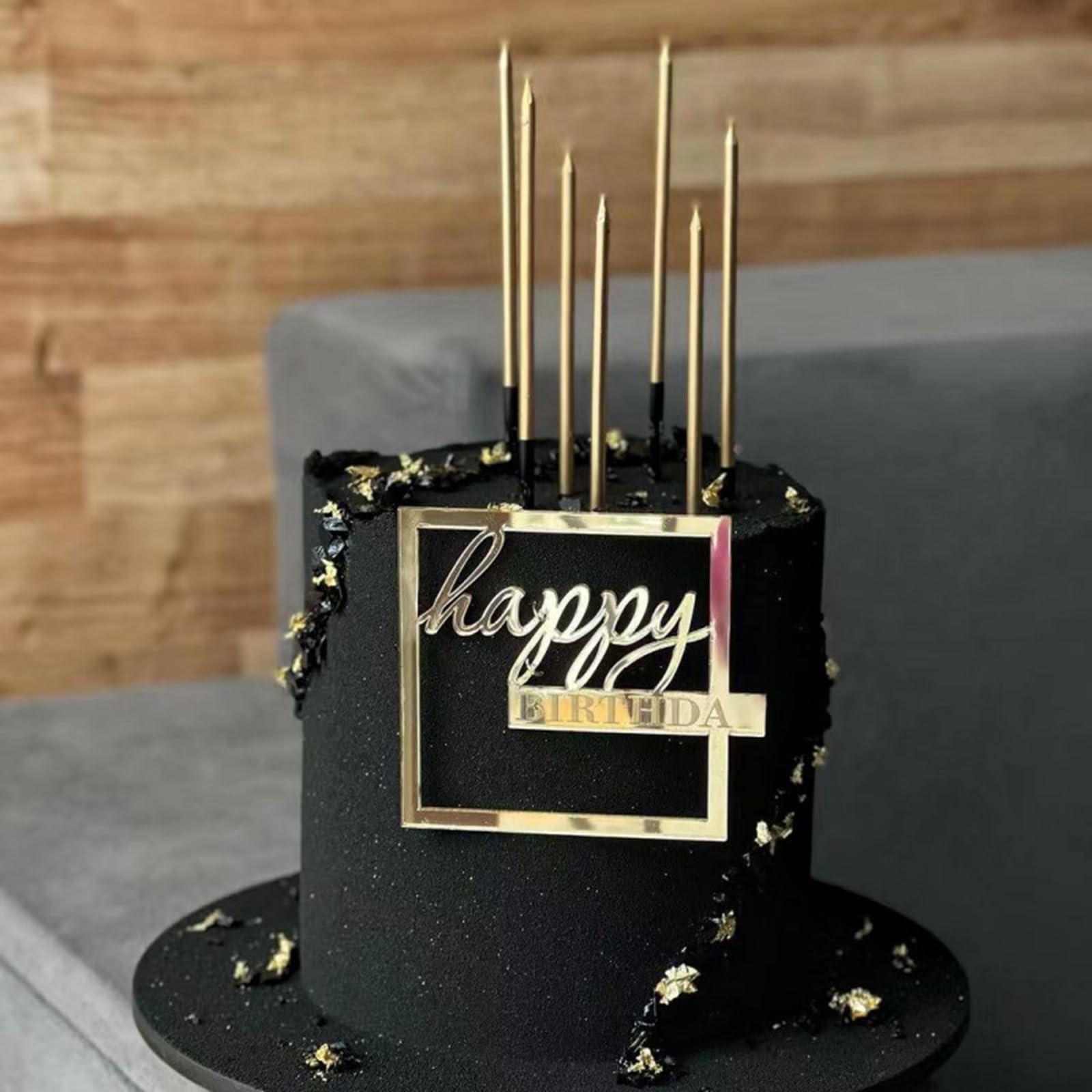 3 Stück Cake Topper "Happy Birthday" Gold - Kuchendekoration Aus Acryl, Nicht Essbar
