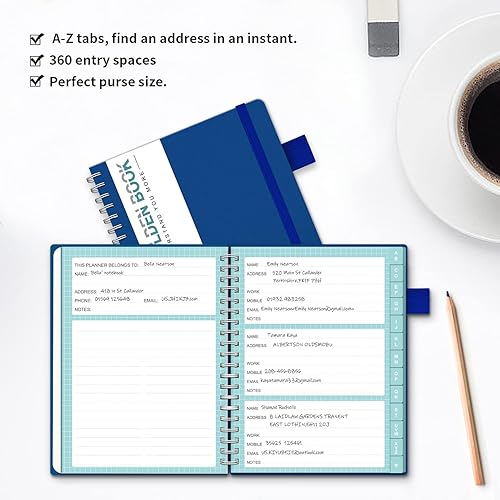 Miniatura 8 de Regolden-Book Libreta de direcciones con pestañas alfabéticas, organizador de direcciones de tapa dura para contactos de registro, agenda telefónica