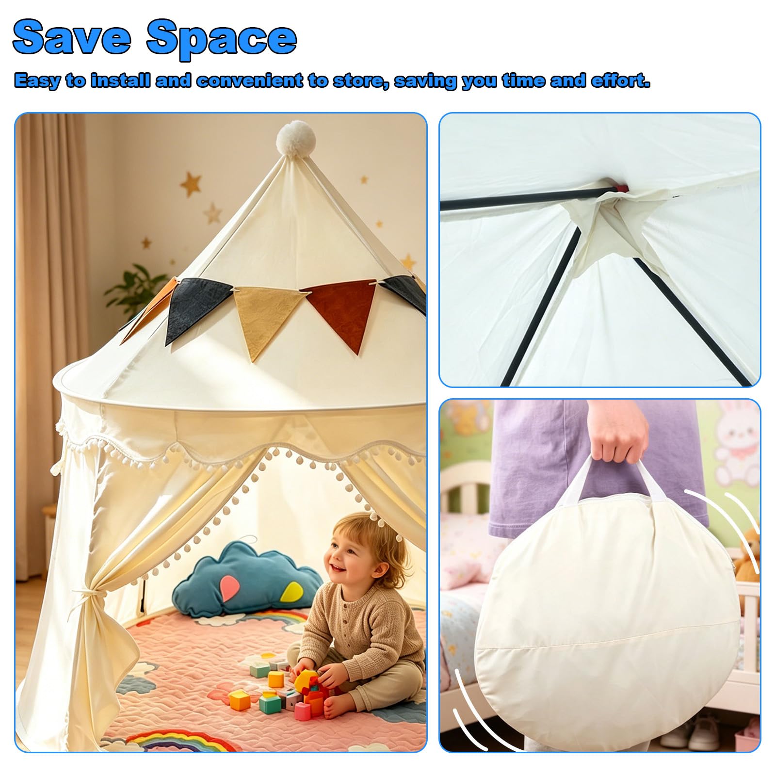 Kinderzelt Indoor & Outdoor, spielzelt, Tipi Zelt, 130cm für Kinderzimmer