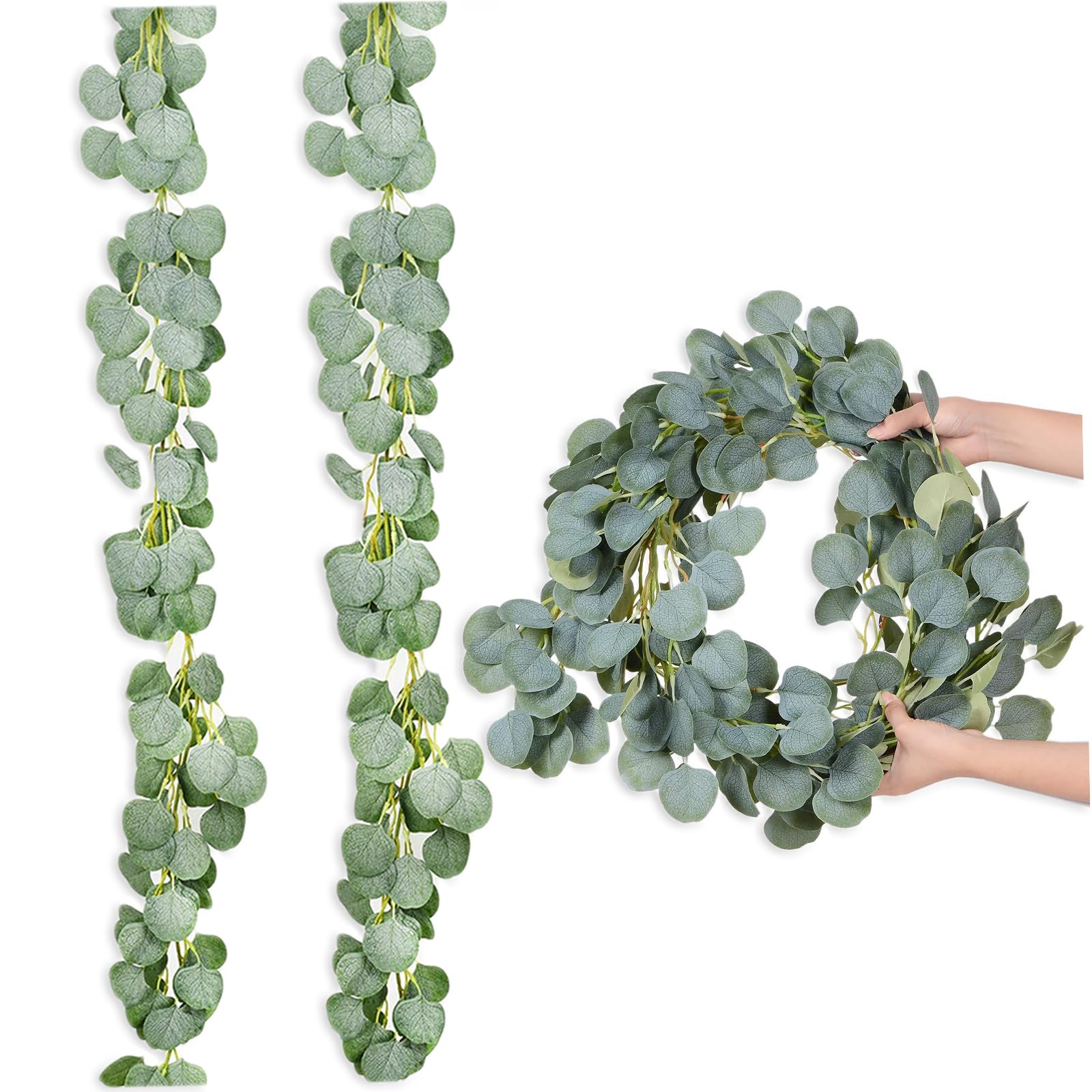 ANTOLE 2PCS Eucalyptus Garlands Artificial Greenery Garland Faux Silk Eucalyptus Vines Wedding Backdrop Wall Decor Flower Arrangement