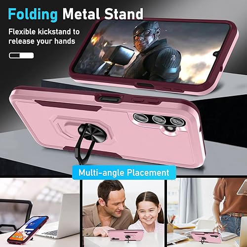 Miniatura 72 de Janmitta Funda compatible con Samsung Galaxy A14 5G con protector de pantalla + protector de lente de cámara, funda resistente de cuerpo completo