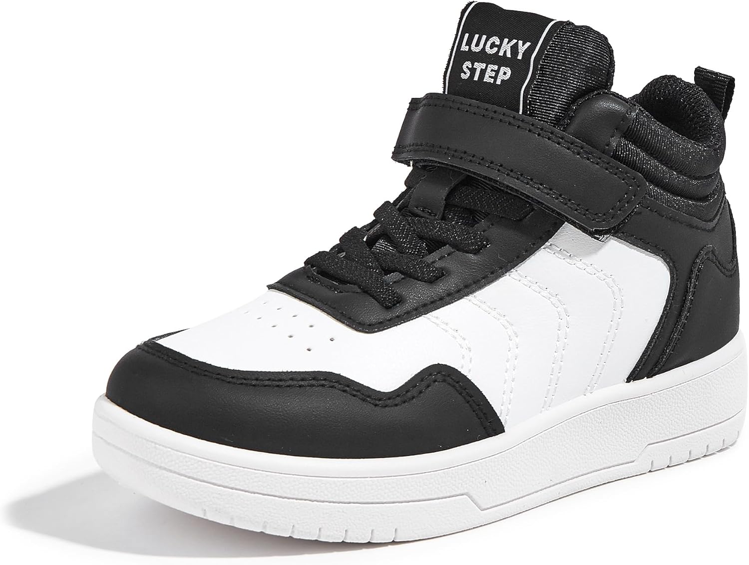 LUCKY STEP Kids High Top Sneakers Fashion Basketball Tennis Shoes Skyhigh Running Sports Ankle Boots Hook and Loop Casual Walking Shoe for Boys Girls