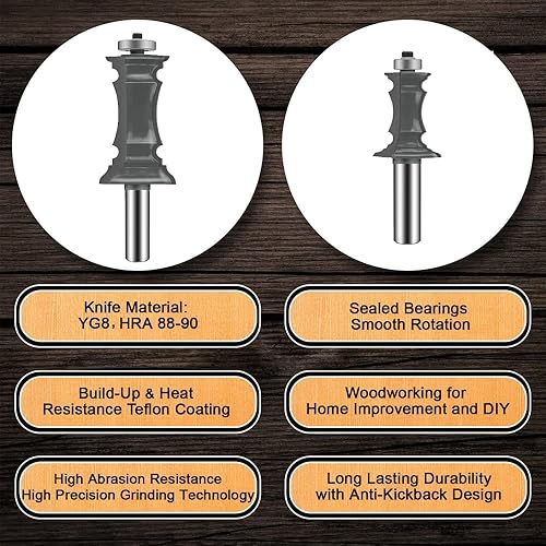 Miniatura 6 de LEATBUY - Juego de broca de fresado y ranura de 12 pulgada, mango de madera, herramienta de carburo de perforación para puerta, mesa, gabinete,