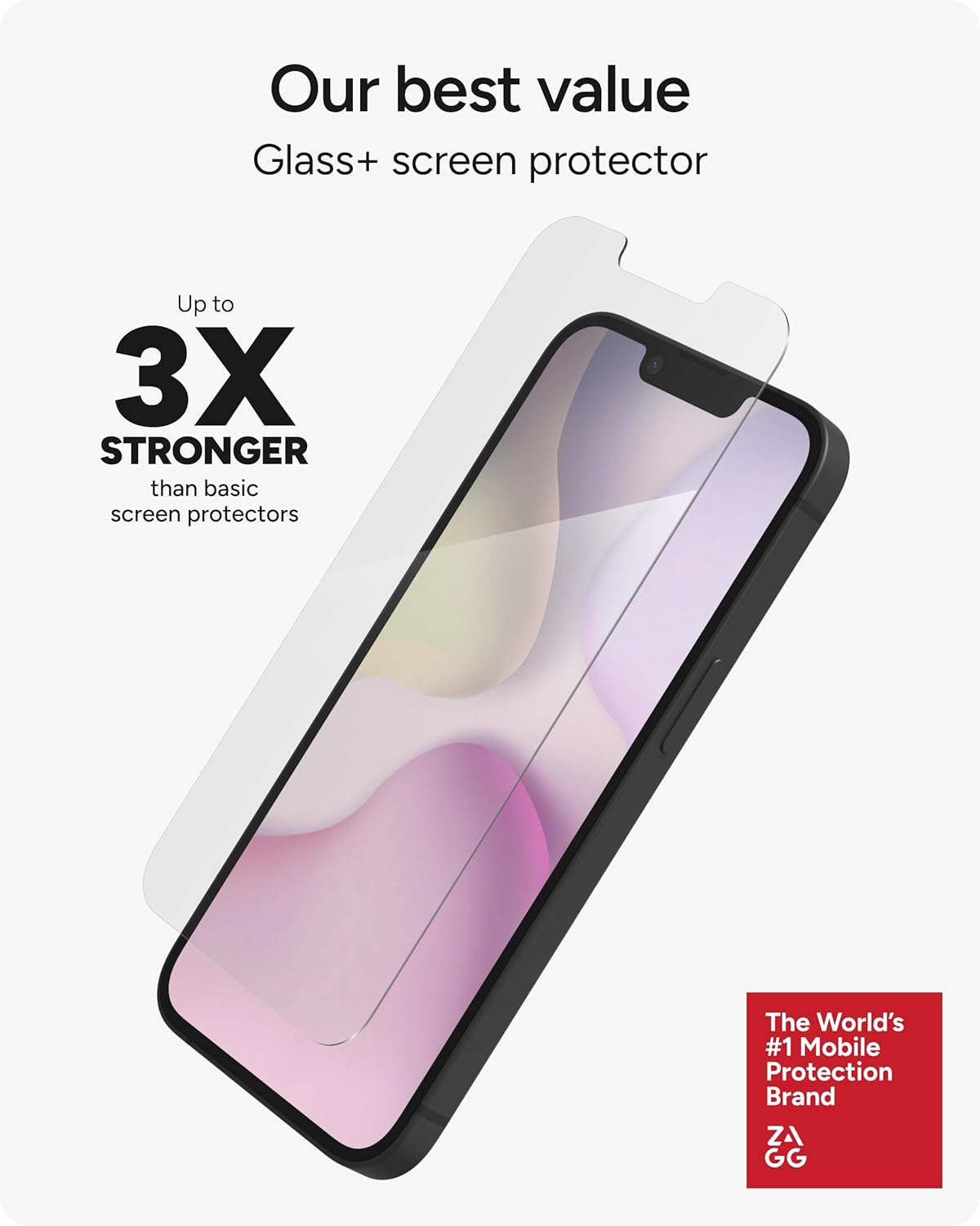 ZAGG Glass+ Screen Protector for iPhone 17e/ 16e/ 14/13/ 13 Pro - 3X Shatter Protection, High Scratch Resistance, Oil-Resistant, Reinforced Edges, InvisibleShield, Easy Install