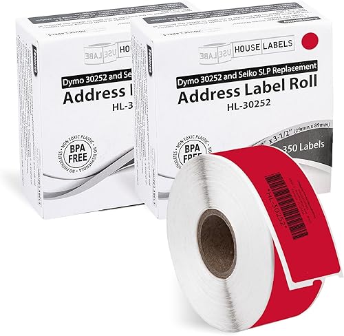 HOUSELABELS DYMO 30252 - Etiquetas de dirección compatibles con Rollo, algunas impresoras DYMO LW, 2 rollos350 etiquetas por rollo (1-18 x 3-12