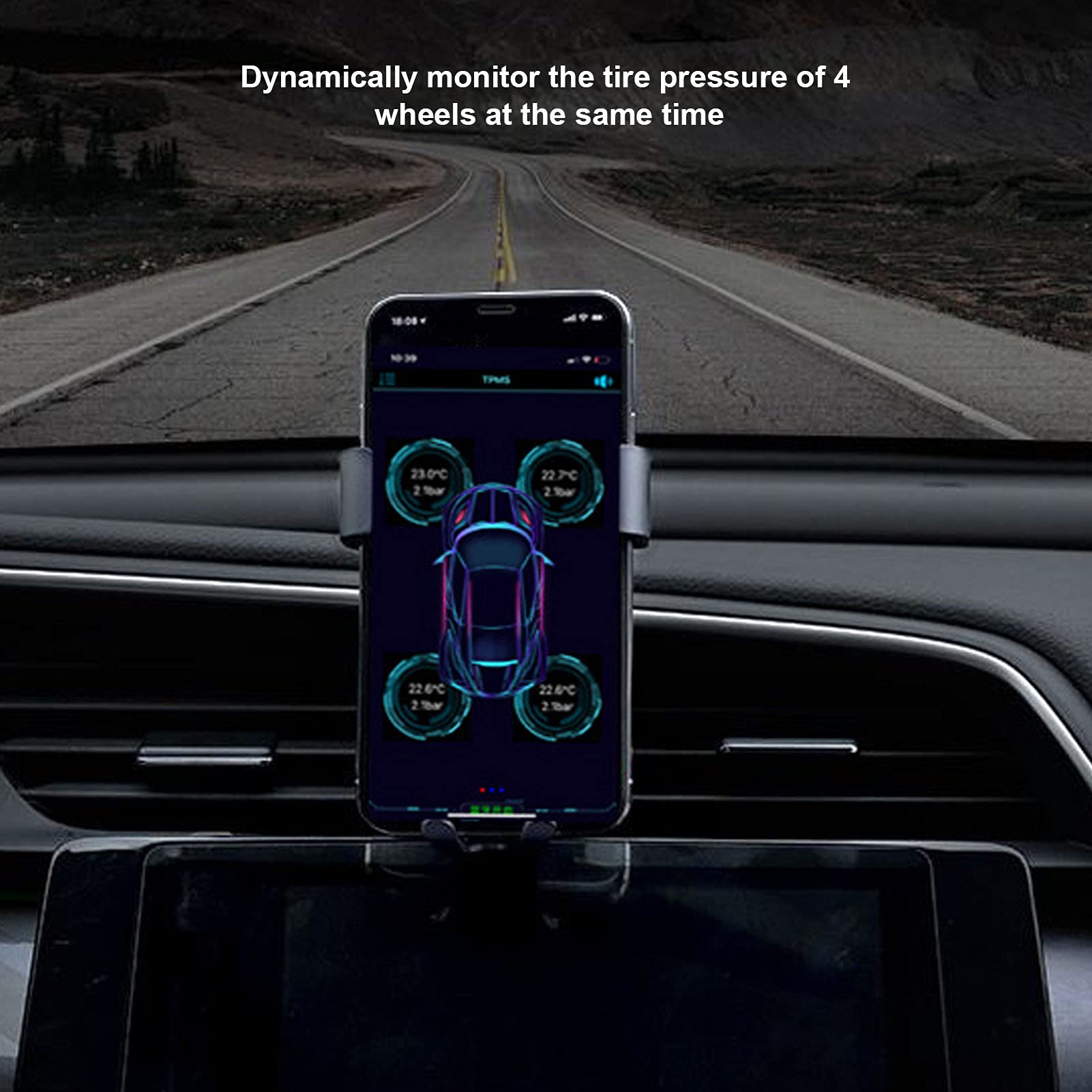 Sensore di Pressione dei Pneumatici, Bluetooth 5.0 IP67 Impermeabile Monitoraggio in Tempo Reale Sensore di Pressione dei Pneumatici Supporta TPMS per Android per IOS