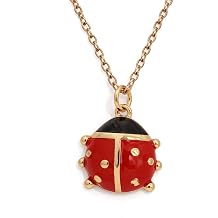 Gold Ladybug Necklace, Copper Crystal Pendant, Lucky Jewelry
