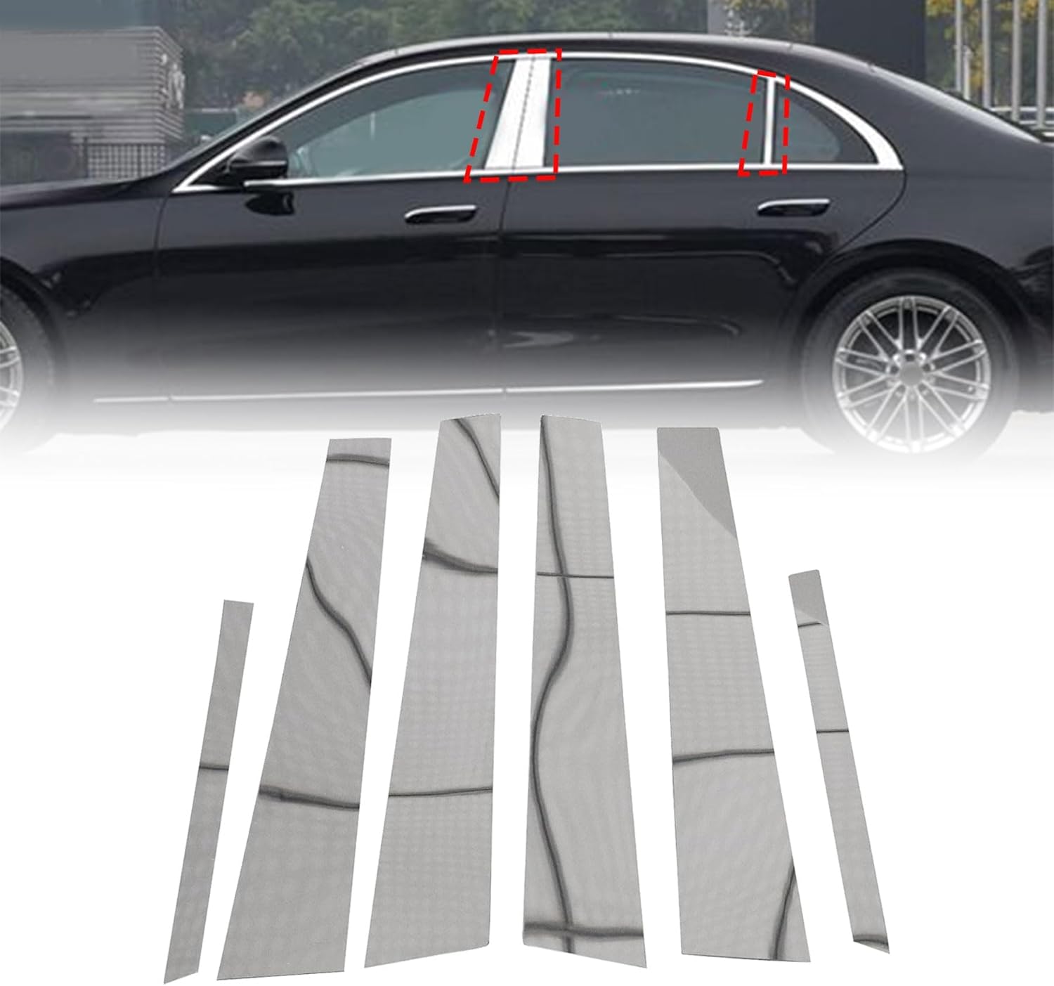 XQSMWF Chrome Silver 6pcs Pillar Posts Door Window Trim Compatible with Mercedes S class SEDAN W222 2013 2014 2015 2016 2017 2018 2019 2020