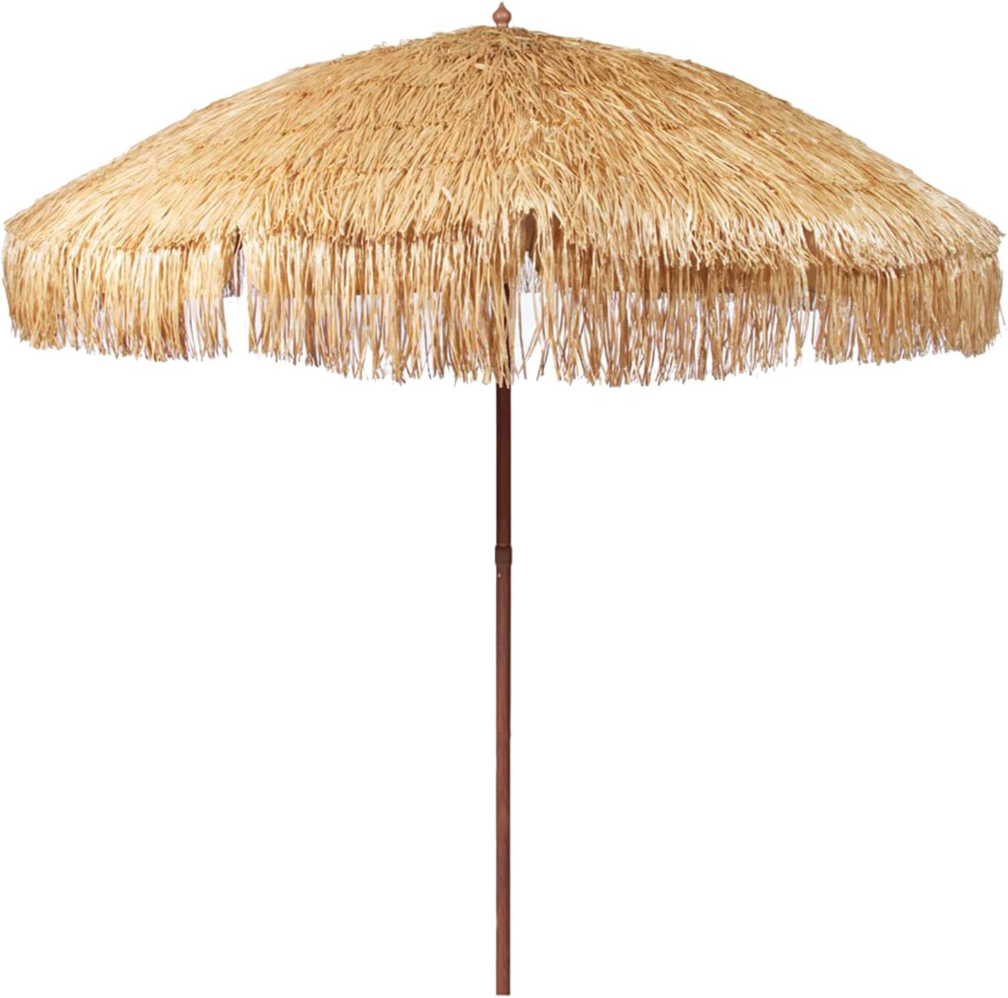 6.5 ft. Thatched Patio Tiki Umbrella with Tilt - Tropical Palapa Raffia Tiki Hut Hawaiian Hula Beach Umbrella, Including Portable Fabric Carry Bag.