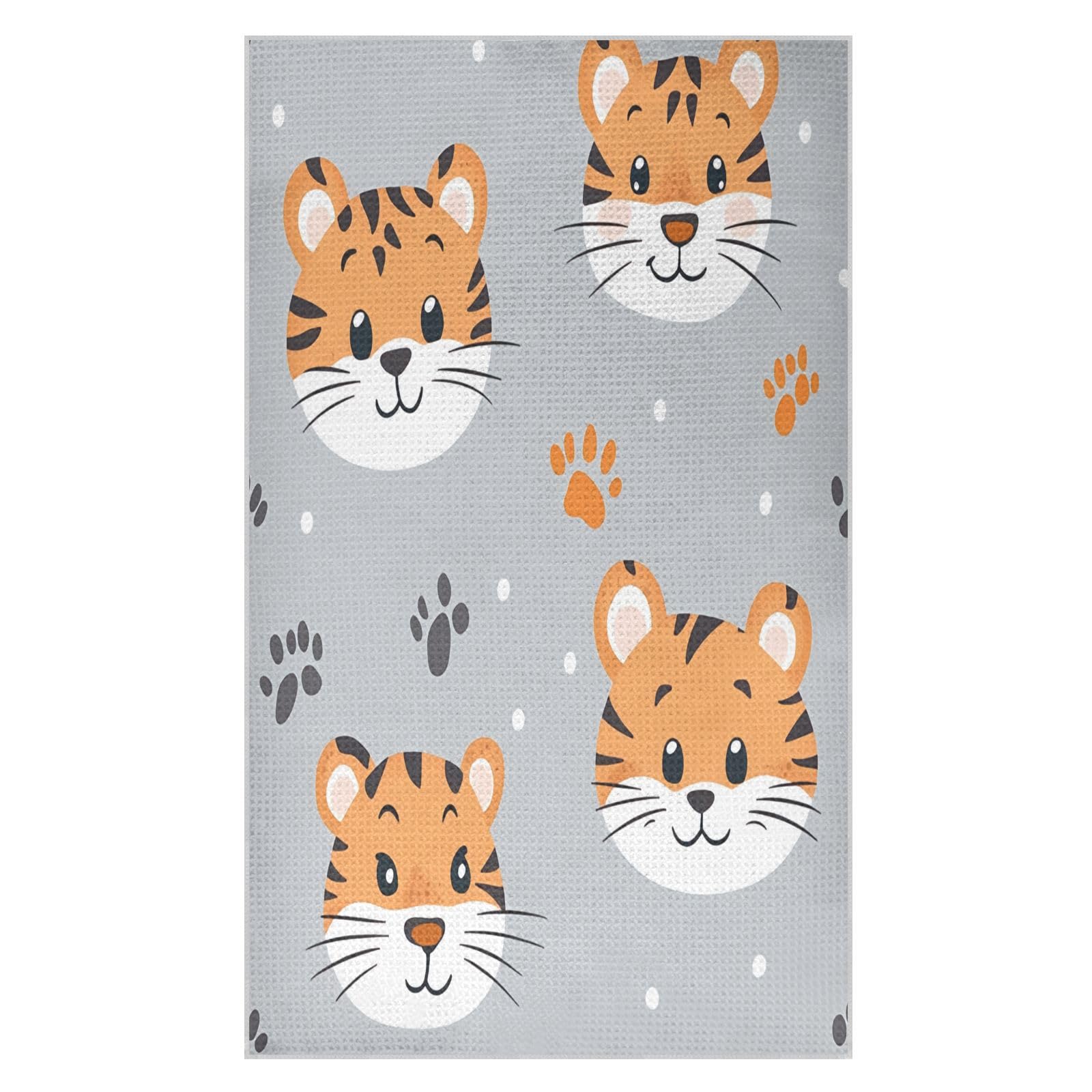 BURSTDDY Cartoon Tiger Kitchen Towels,Absorbent Dish Towels 1 Pack