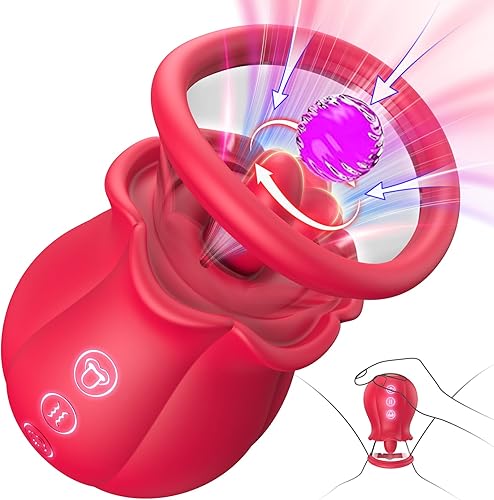 Vibrador de succión rosa, juguete sexual 3 en 1 para adultos, copa extraíble para estimulación del clítoris, pezón y clítoris, rotación de 360 grados, vibrador de punto G con 9 vibraciones para lamer la lengua, 3 succiones, juguetes sexuales para mujeres.