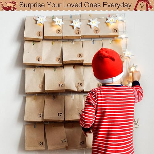 Miniatura 6 de 6 hojas de calcomanías de números del calendario de Adviento de Navidad, calcomanías de calendario de cuenta regresiva de 25 días, etiquetas