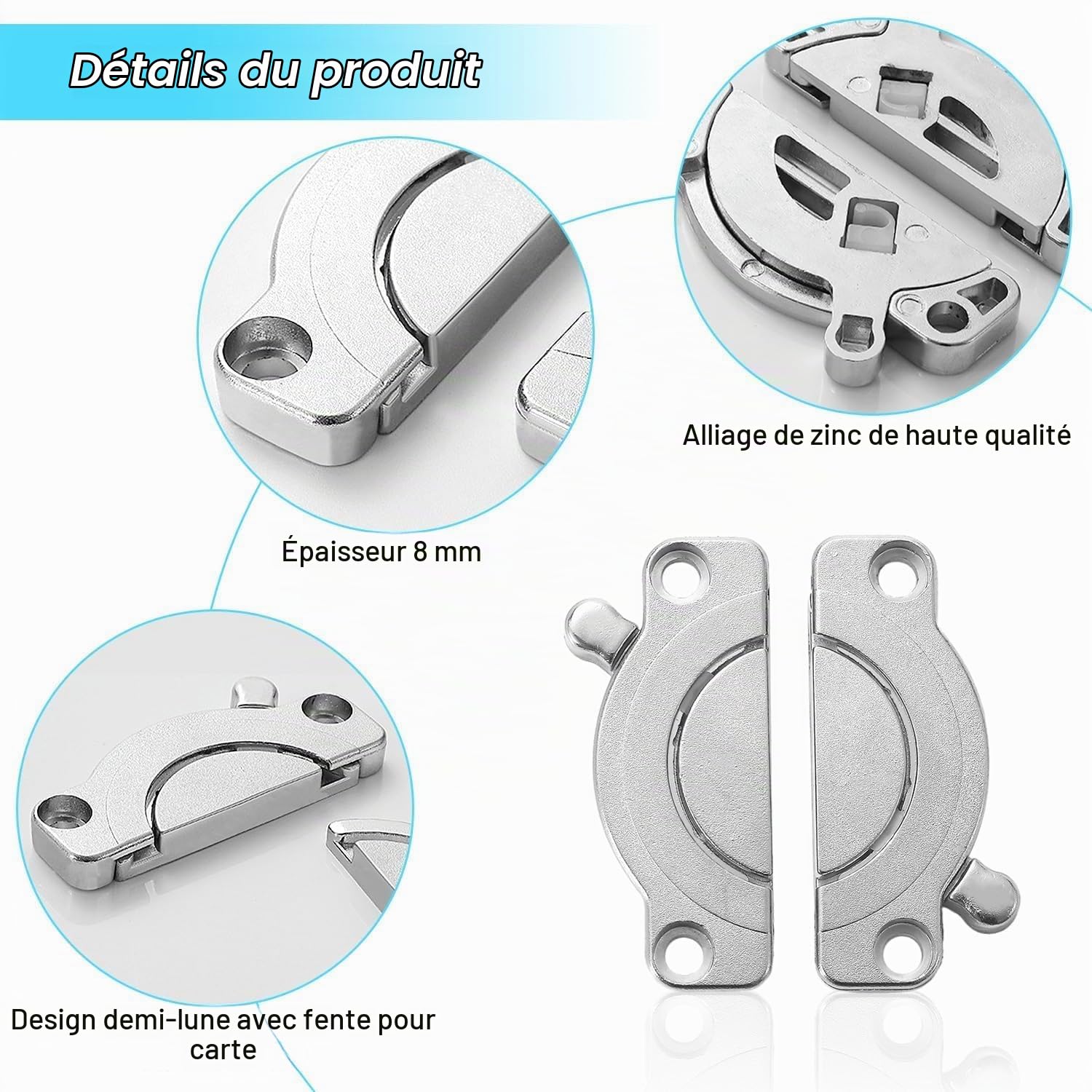 4 Pièces Connecteurs de Table en Alliage de Zinc, Connecteurs de Plans de Travail, Connecteurs de Plateaux de Table, Connecteurs de Table, Connecteurs de Plaques, Idéaux pour Bureau et Maison