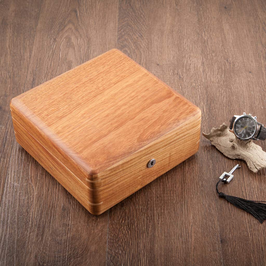 Caja de reloj de madera con 6 ranuras para relojes, caja de almacenamiento para exhibición de joyas con almohada de almacenamiento extraíble para hombres, mujeres, cumpleaños, día de San Valentín