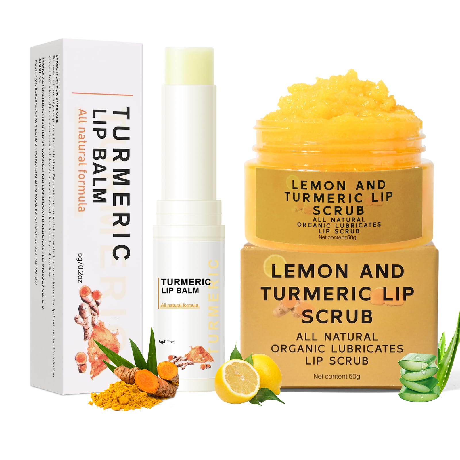 Freeorr Turmeric Lip Treatment Kit for Dark Lips, Lip Scrub&Lip Balm for Smokers, Lip Exfoliator Scrub for Hydration Chapped and Cracked Peel Lips