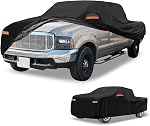 Couverture universelle de voiture imperméable à l'eau Tous les temps 210D-PU, UV Protection contre la pluie de soleil, convient pour SUV Longueur 191"-200", avec fermeture éclair côté gauche, noir