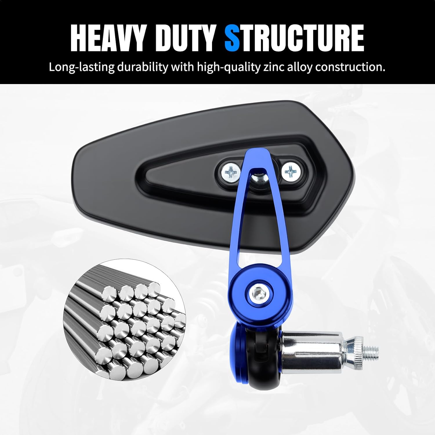 LKV Motorcycle Bar End Mirrors - 7/8'' 22mm Rear View Handlebars Mirrors Compatible with Honda Grom MSX125 Kawasaki Z900 Z1000 Suzuki GSXR Yamaha MT-03 MT-07 and More (Blue)