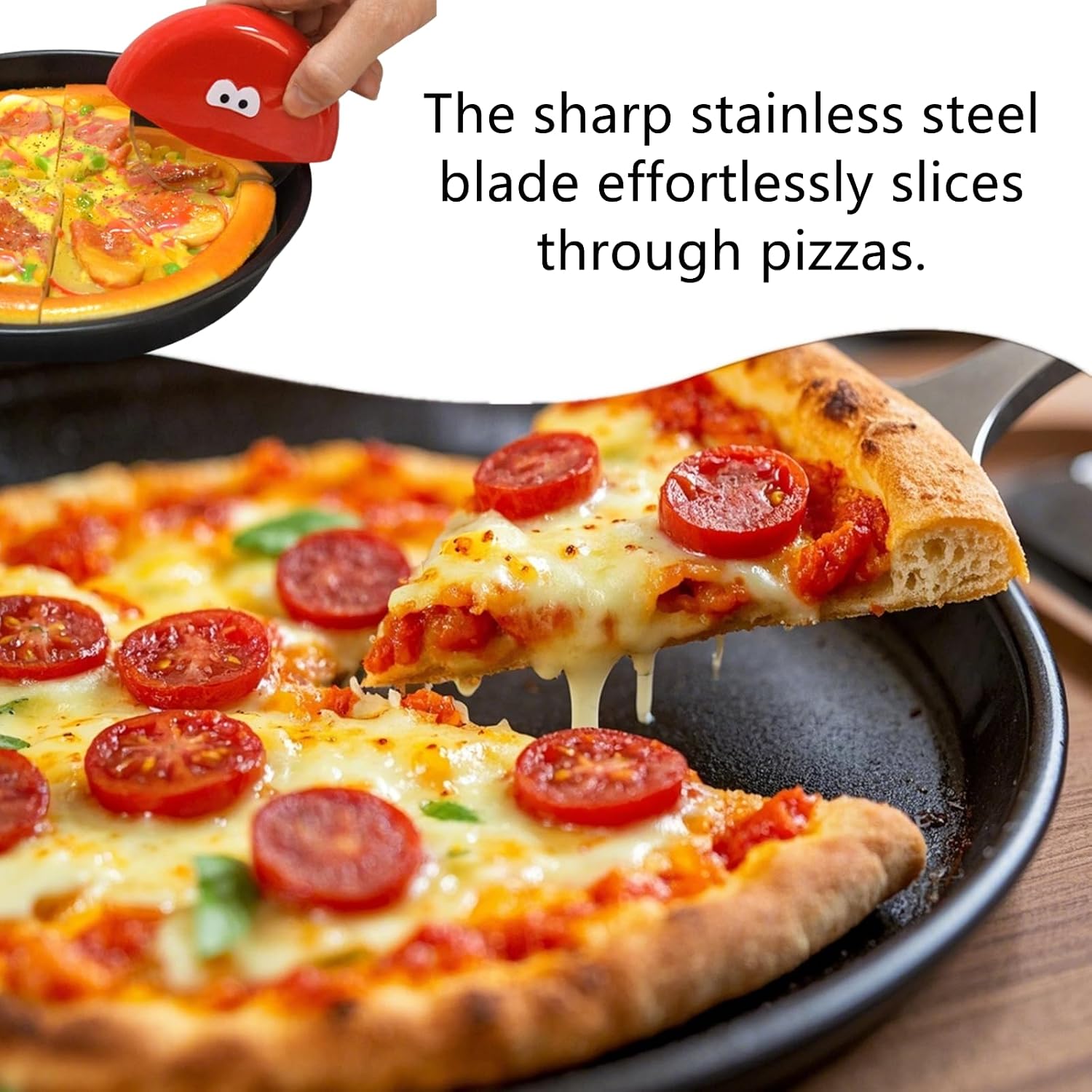 2 Pack Pizza Cutter Wheel with Cover Creative Pizza Slicer with Stainless Steel Sharp Blade for Kitchen, Red