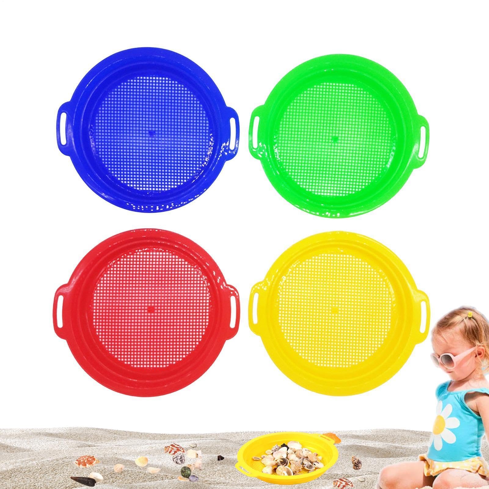 Tamiz de playa multicolor de plástico resistente pack de 4 cribas ligeras 8
