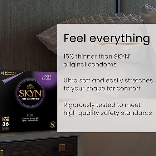 Miniatura 4 de SKYN Elite - Paquete de preservativos de 36 quilates y lubricante a base de silicona prémium para toda la noche