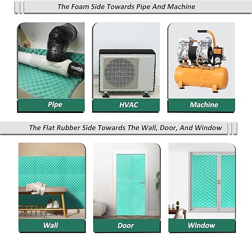 Miniatura 5 de BXI Bloqueador de ruido doble espuma a prueba de sonido, 39.4 x 13.4 x 1 pulgadas, goma de espuma de goma para amortiguar el sonido, paneles