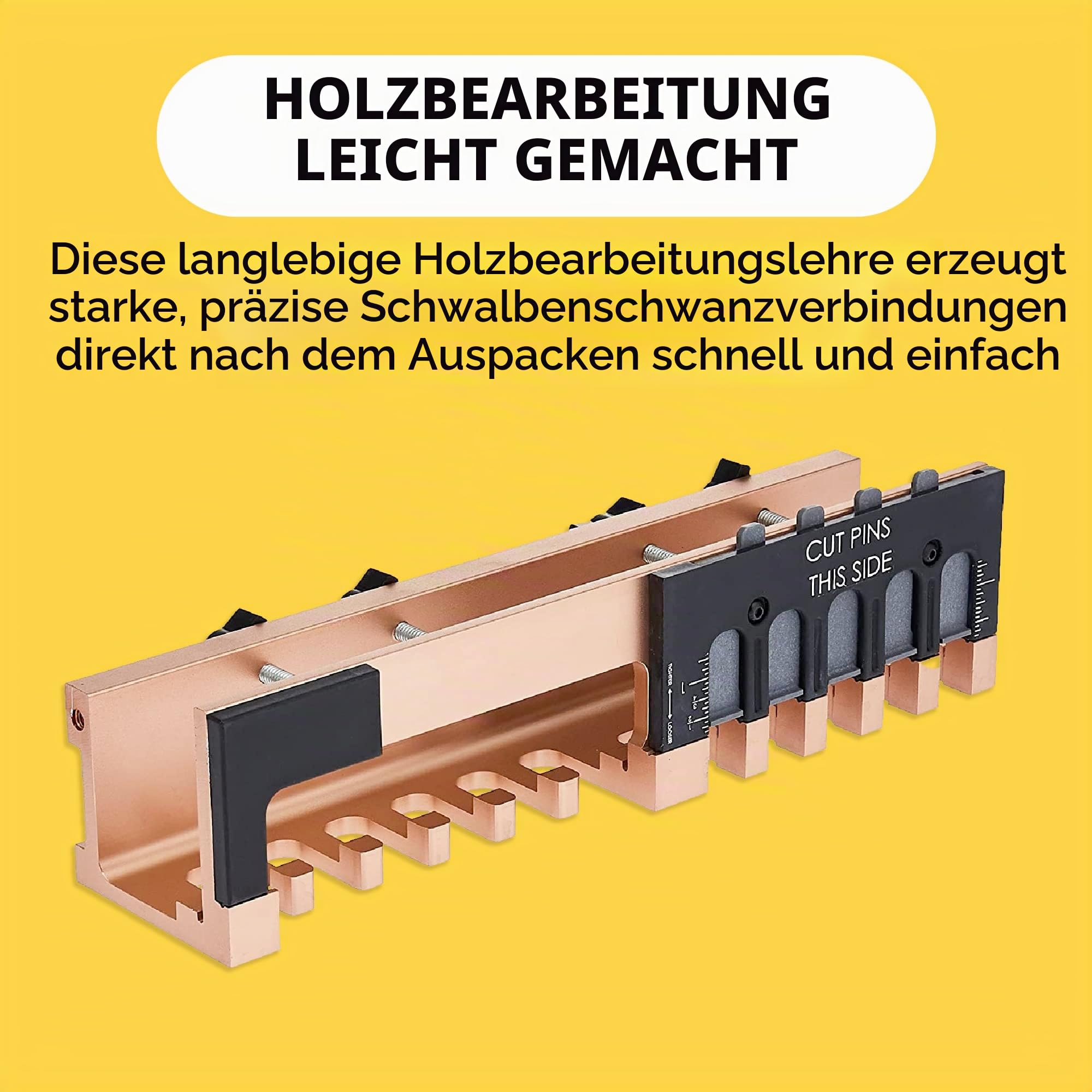 General Tools Holzverarbeitungs-Schwalbenschwanzschablone, 30,5 cm-Vorlagen-Set für Möbel- & Holzschrankherstellung, goldfarben