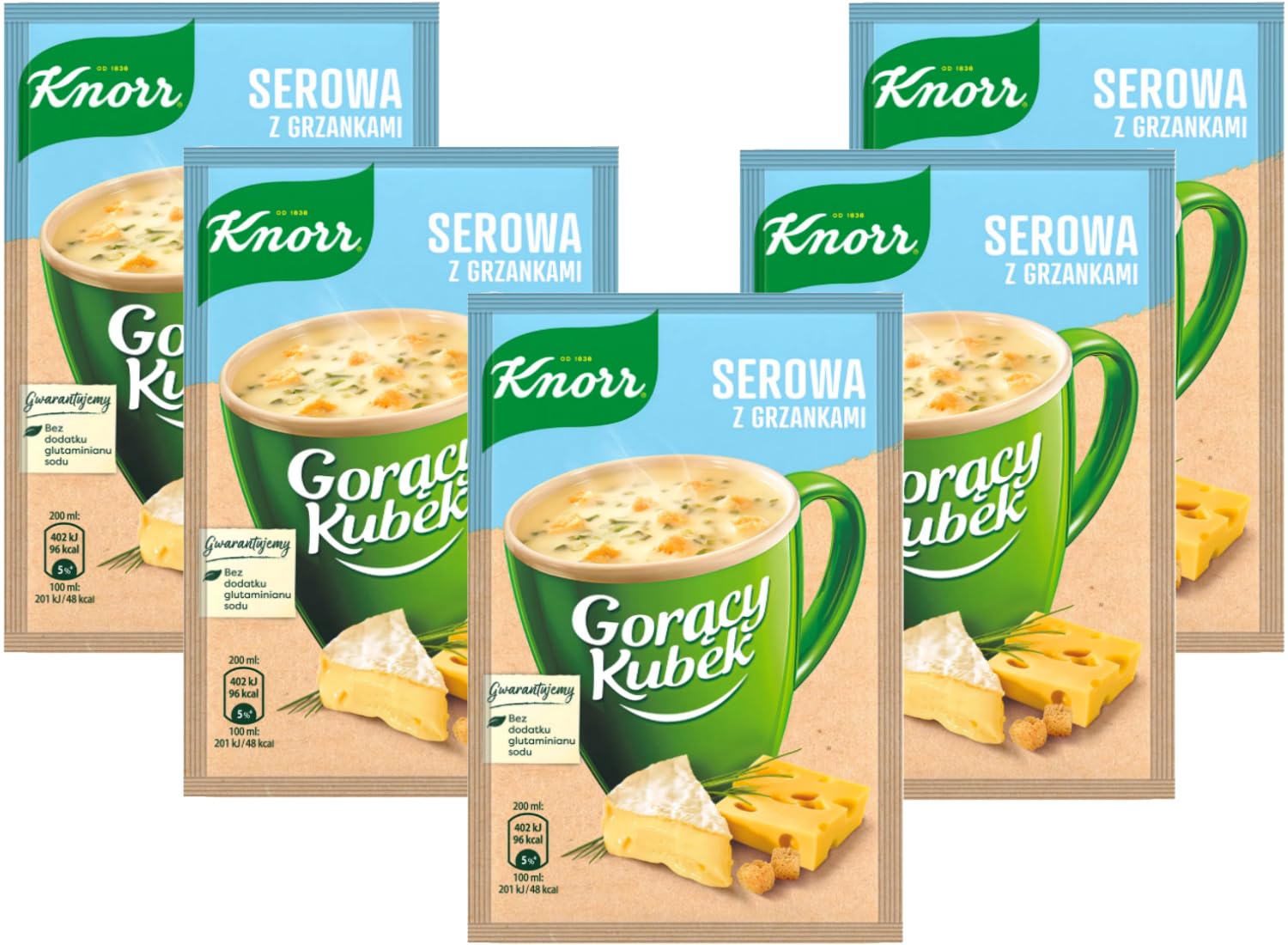 Knorr Goracy Kubek Hot Cup Instant Cheese Soup with Croutons, 22 g (Pack of 5)