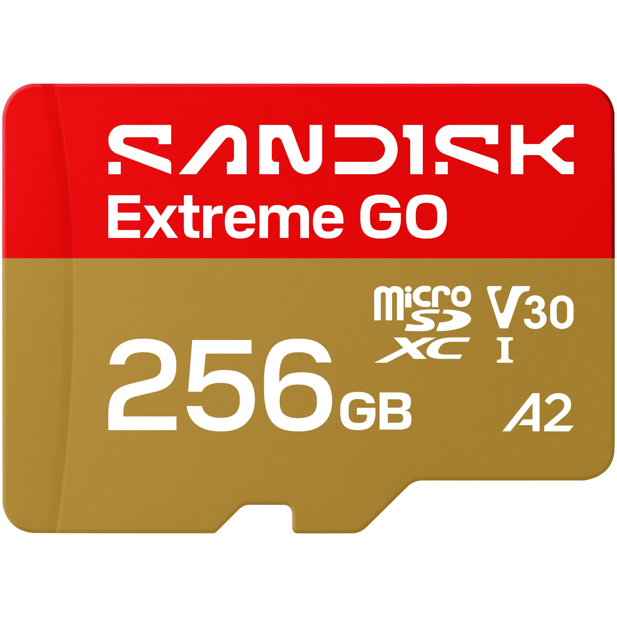 SANDISK Scheda microSDXC UHS-I Extreme GO da 256 GB, video UHD 5K e 4K, lettura 240 MB/s, scrittura 160 MB/s, A2, U3, V30, ad alta velocità per Android, Action Camera e giochi